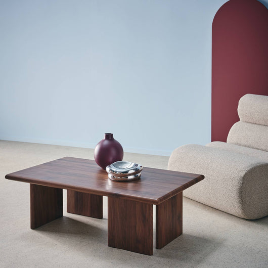 Tavolino rettangolare effetto legno, noce