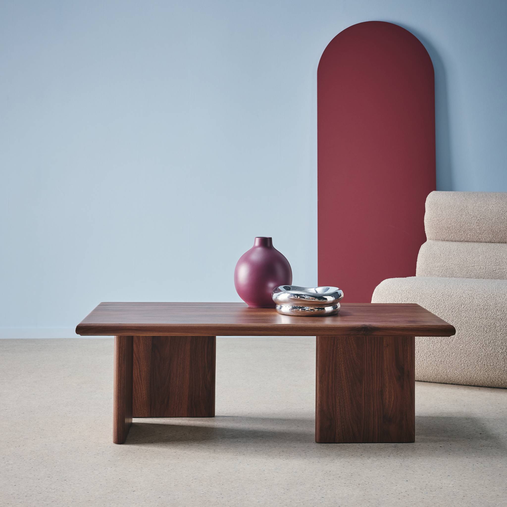 Tavolino rettangolare effetto legno, noce