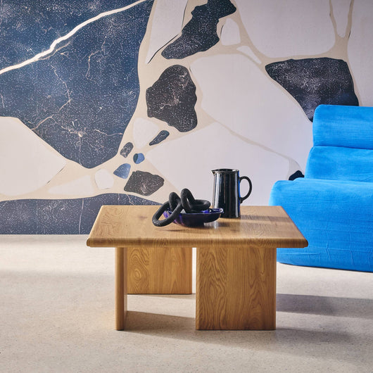 Tavolino basso quadrato, quercia