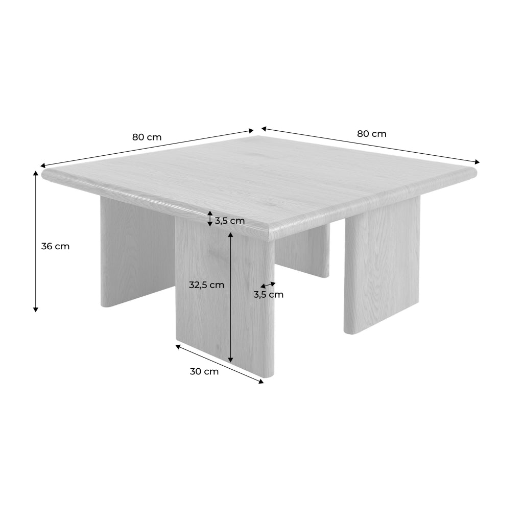 Tavolino basso quadrato, quercia