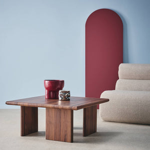 Tavolino basso quadrato, noce