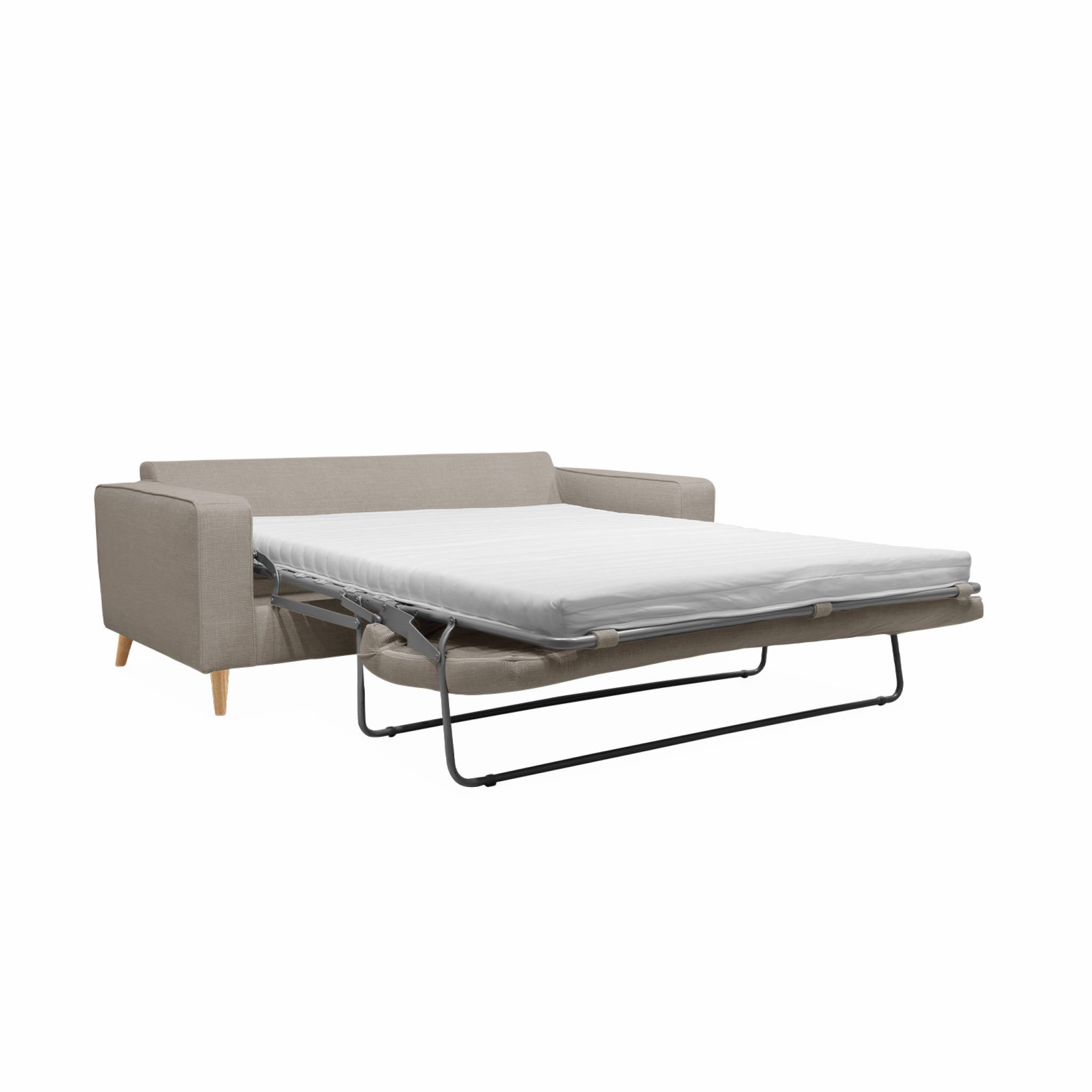 Divano letto convertibile 3 posti con materasso, beige