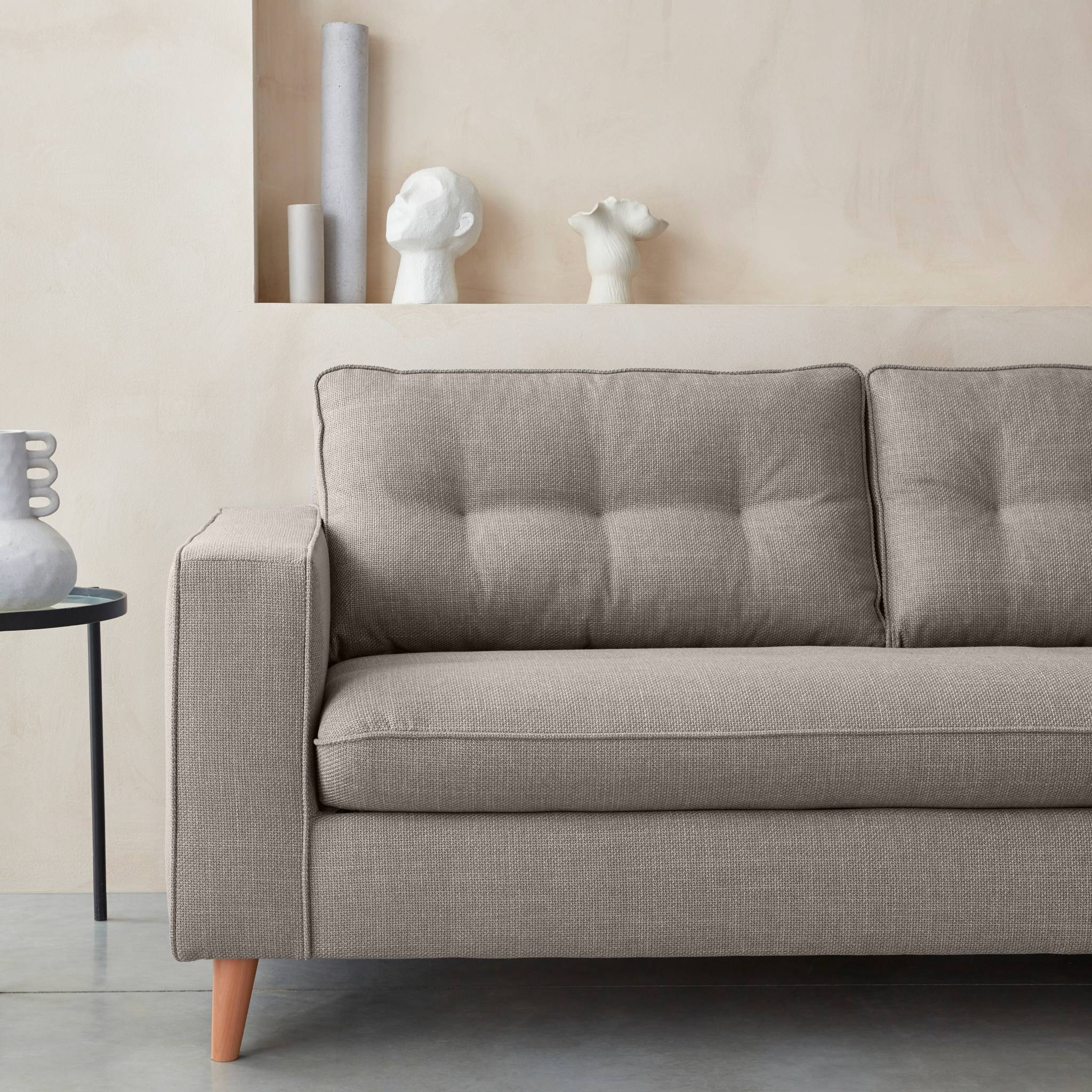 Divano letto convertibile 3 posti con materasso, beige