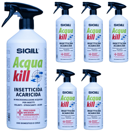 Insetticida acaricida acqua kill insetti striscianti volanti acari 750 ml 6 pezzi