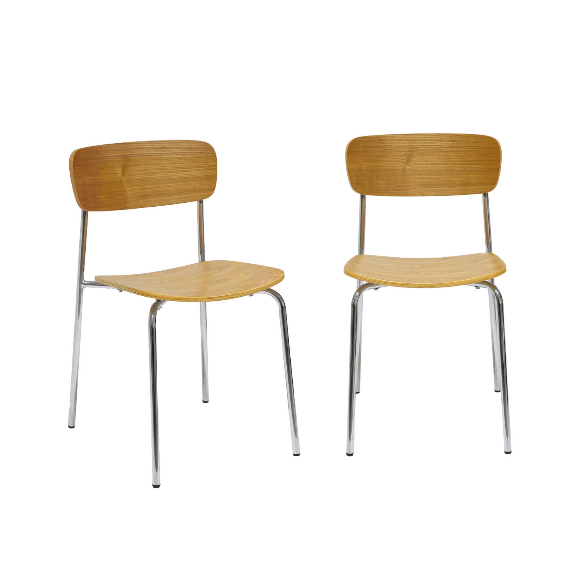 Set di 2 sedie vintage in metallo e compensato , grigio perlato