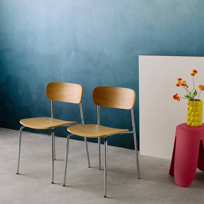 Set di 2 sedie vintage in metallo e compensato , grigio perlato