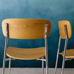 Set di 2 sedie vintage in metallo e compensato , grigio perlato