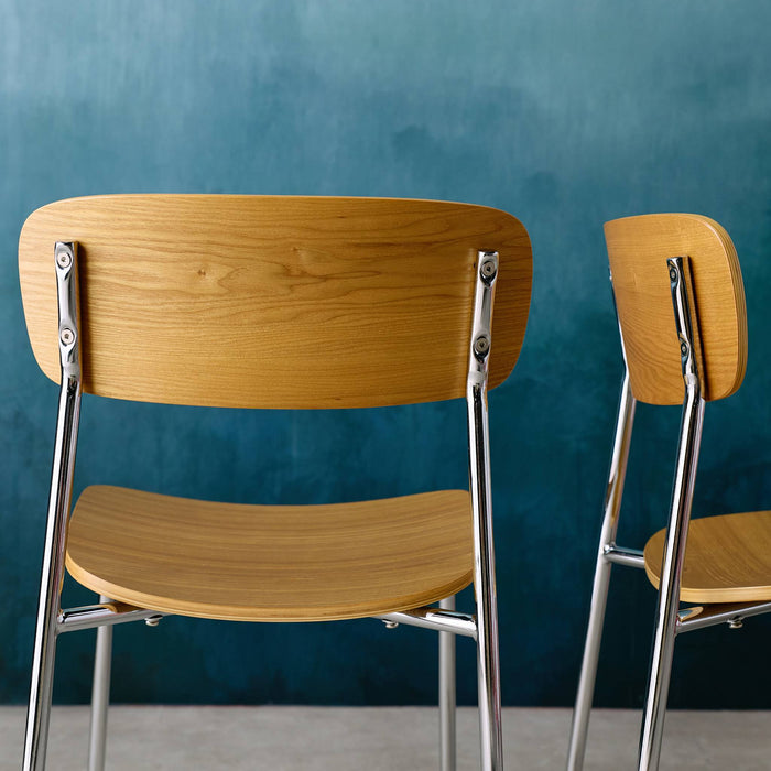 Set di 2 sedie vintage in metallo e compensato , grigio perlato