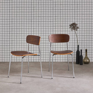 Set di 2 sedie vintage in metallo e compensato , grigio perlato