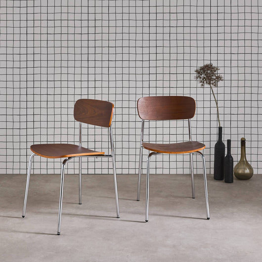 Set di 2 sedie vintage in metallo e compensato , grigio perlato