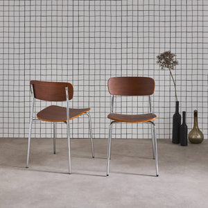 Set di 2 sedie vintage in metallo e compensato , grigio perlato