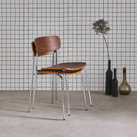 Set di 2 sedie vintage in metallo e compensato , grigio perlato