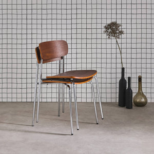 Set di 2 sedie vintage in metallo e compensato , grigio perlato