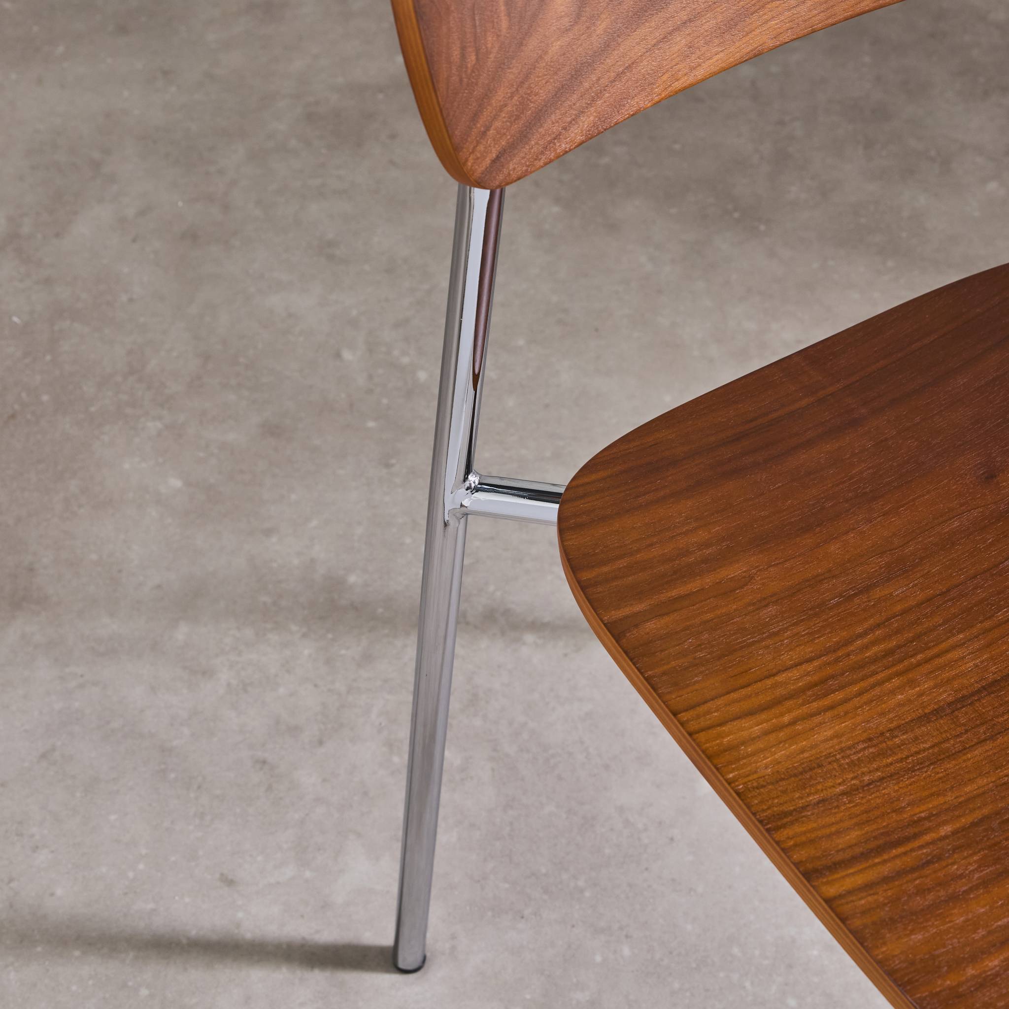 Set di 2 sedie vintage in metallo e compensato , grigio perlato