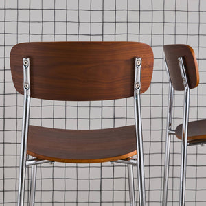 Set di 2 sedie vintage in metallo e compensato , grigio perlato