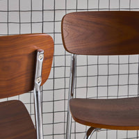 Set di 2 sedie vintage in metallo e compensato , grigio perlato