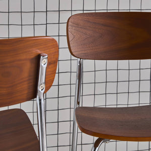 Set di 2 sedie vintage in metallo e compensato , grigio perlato