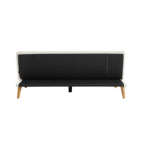 Divano panca convertibile 3 posti bouclé gambe legno, bianco