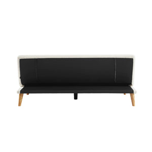 Divano panca convertibile 3 posti bouclé gambe legno, bianco