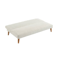 Divano panca convertibile 3 posti bouclé gambe legno, bianco