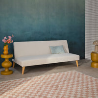 Divano panca convertibile 3 posti bouclé gambe legno, bianco