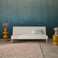 Divano panca convertibile 3 posti bouclé gambe legno, bianco