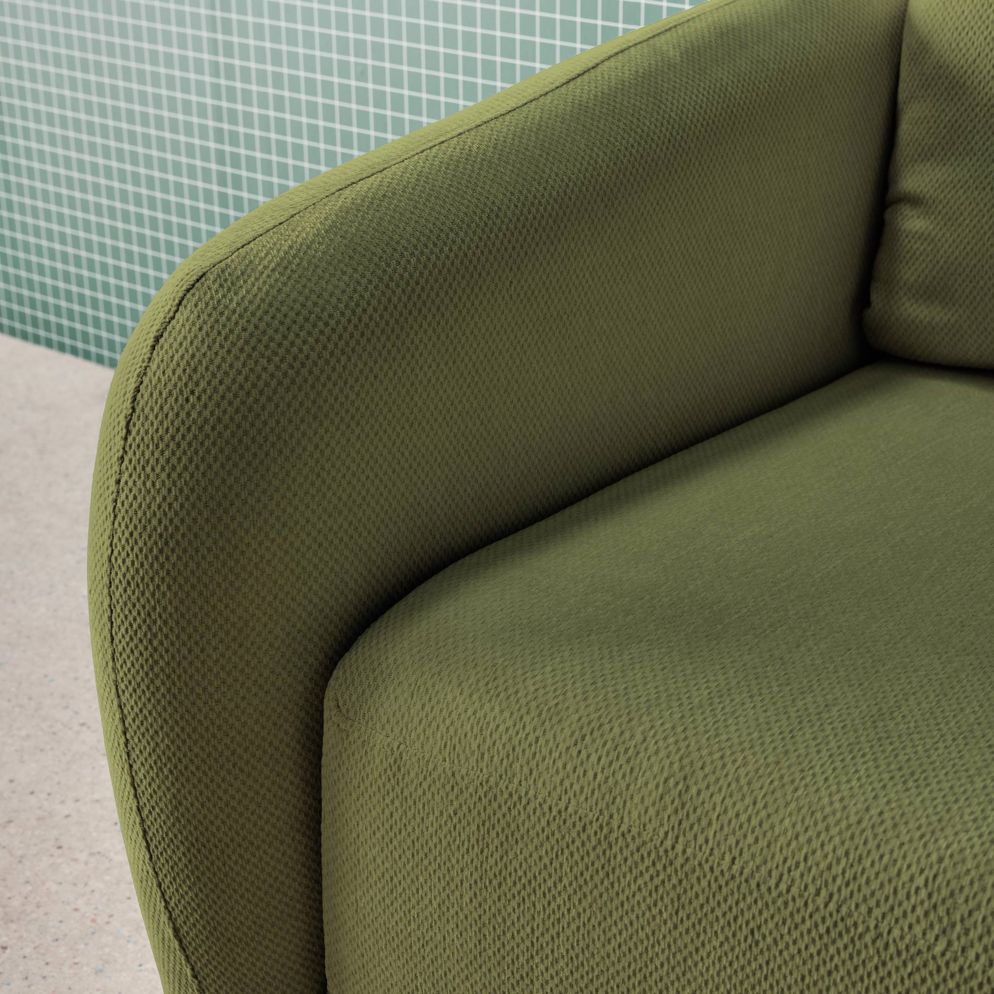 Divano letto in tessuto ciniglia, 2 posti, verde kaki