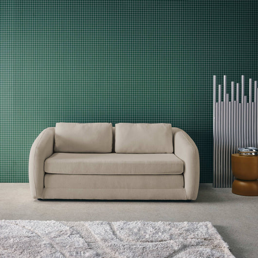 Divano letto in tessuto ciniglia, 2 posti, grigio chiaro