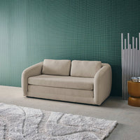 Divano letto in tessuto ciniglia, 2 posti, grigio chiaro