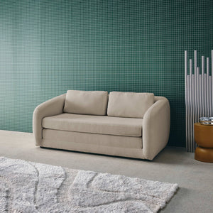 Divano letto in tessuto ciniglia, 2 posti, grigio chiaro