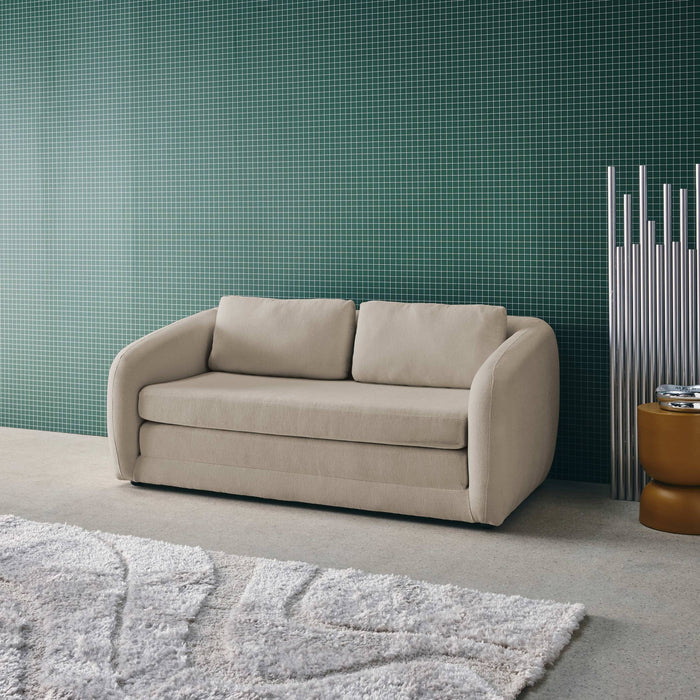 Divano letto in tessuto ciniglia, 2 posti, grigio chiaro