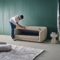 Divano letto in tessuto ciniglia, 2 posti, grigio chiaro