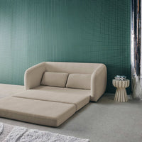 Divano letto in tessuto ciniglia, 2 posti, grigio chiaro