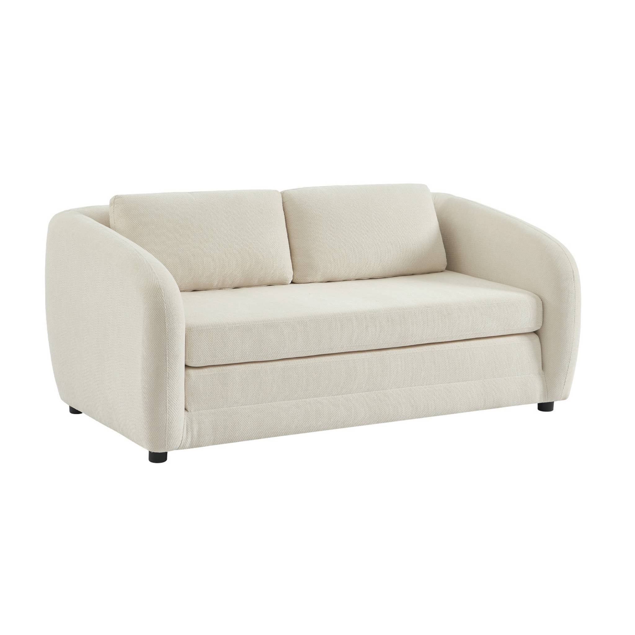 Divano letto in tessuto ciniglia, 2 posti, bianco