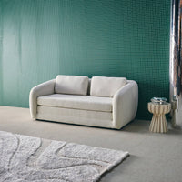 Divano letto in tessuto ciniglia, 2 posti, bianco