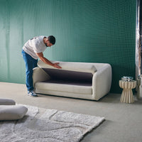 Divano letto in tessuto ciniglia, 2 posti, bianco