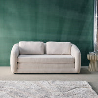 Divano letto in tessuto ciniglia, 2 posti, bianco