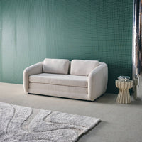 Divano letto in tessuto ciniglia, 2 posti, bianco