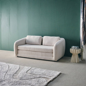 Divano letto in tessuto ciniglia, 2 posti, bianco