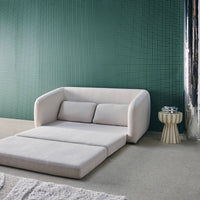 Divano letto in tessuto ciniglia, 2 posti, bianco