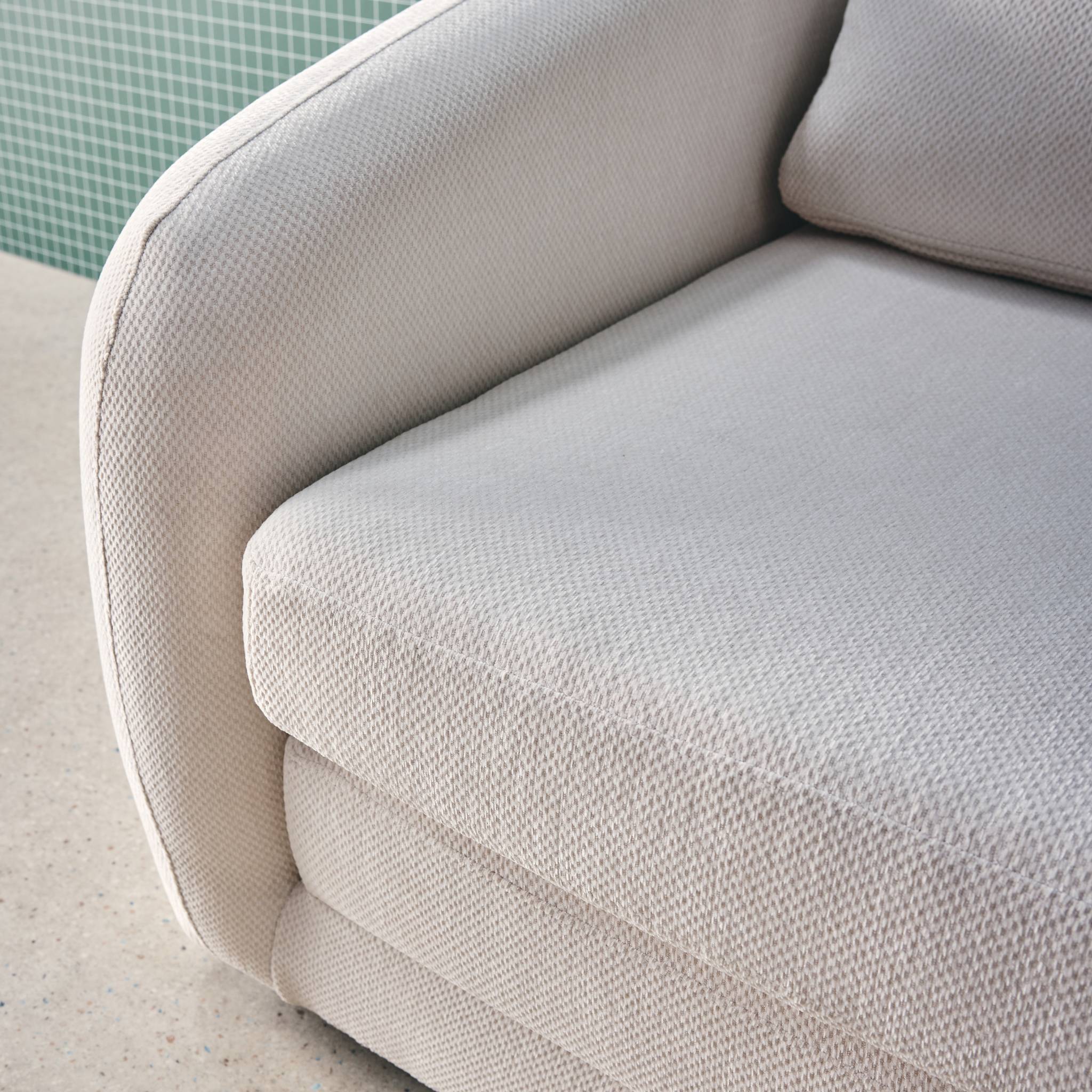 Divano letto in tessuto ciniglia, 2 posti, bianco