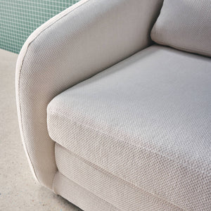 Divano letto in tessuto ciniglia, 2 posti, bianco