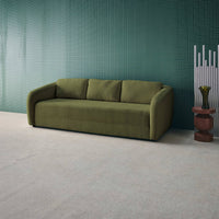 Divano letto in tessuto ciniglia, 3 posti, verde kaki