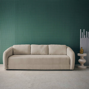 Divano letto in tessuto ciniglia, 3 posti, grigio chiaro