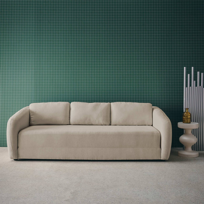 Divano letto in tessuto ciniglia, 3 posti, grigio chiaro