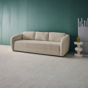 Divano letto in tessuto ciniglia, 3 posti, grigio chiaro