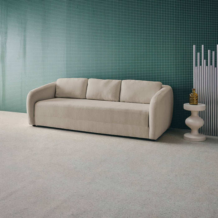 Divano letto in tessuto ciniglia, 3 posti, grigio chiaro