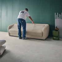 Divano letto in tessuto ciniglia, 3 posti, grigio chiaro