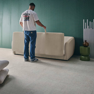 Divano letto in tessuto ciniglia, 3 posti, grigio chiaro