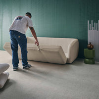 Divano letto in tessuto ciniglia, 3 posti, grigio chiaro